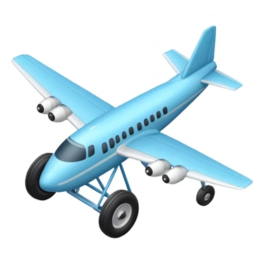 The aircraft's landing gear is one inflated, plump wheel with a strut, black in color, cartoon-style, isometric sticker
