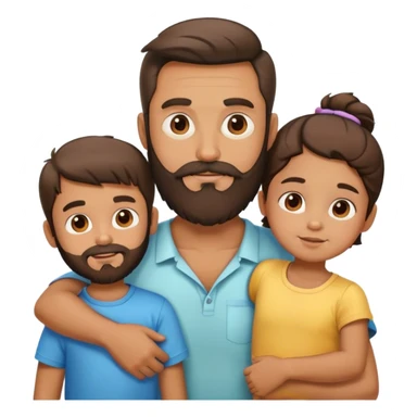 Cool dad with beard, who has cute kids, boy and girl sticker