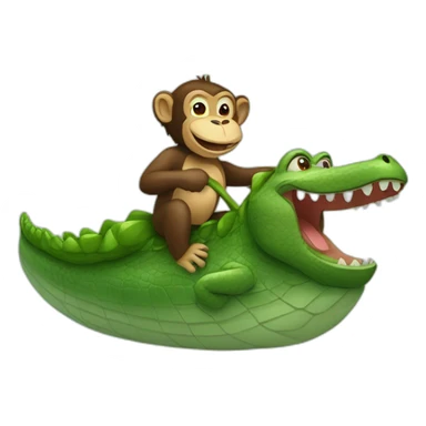monkey riding a crocodile sticker