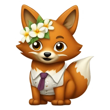 Renard avec une chemise a fleur sticker