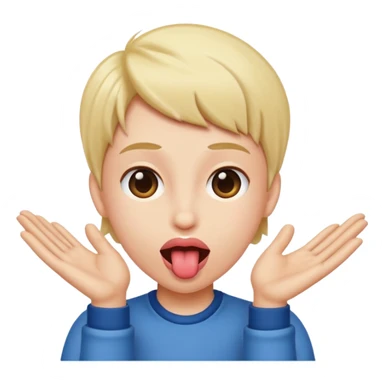 hands to side with tongue out sticker
