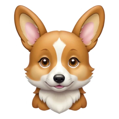 Cinematic Cute Fawn Corgi Portrait Emoji, Head tilted playfully and inquisitively, with a sleek fawn coat adorned with bright white patches and perky ears, round, sparkling brown eyes filled with curiosity, Simplified yet irresistibly adorable features, highly detailed, glowing with a warm, friendly glow, high shine, affectionate and lively, stylized with a touch of whimsy, bright and endearing, soft glowing outline, capturing the essence of a mischievous yet loving pup, so playful it feels like it could bound out of the screen and into your arms! sticker