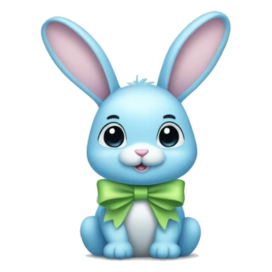 Light blue bunny, wearing a light green bow sticker
