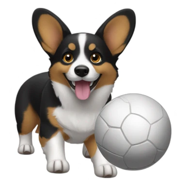 Black corgi catch tenis ball sticker