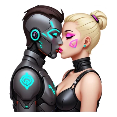 cyberpunk neon kiss sticker
