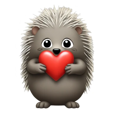porcupine with a heart in hands sticker