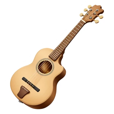 Emoji-style illustration of a Karadeniz kemençe: slim light-wood body, dark fingerboard, three tuning pegs, two curved sound holes, small tailpiece, and a slightly curved bow with light horsehair. Simple, clean, modern Apple-style look. sticker