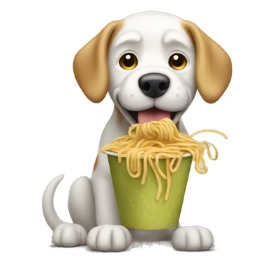 Dog eating noodles sticker
