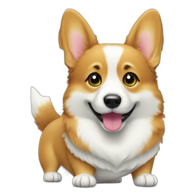 corgi with green smartphone sticker
