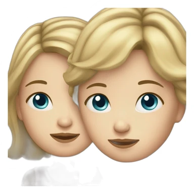 Brunette mom with blonde daughter both with blue eyes sticker