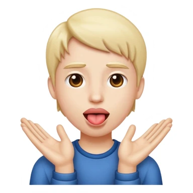 Tongue out with hands to side sticker