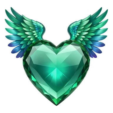 Emerald crystal heart with wings sticker