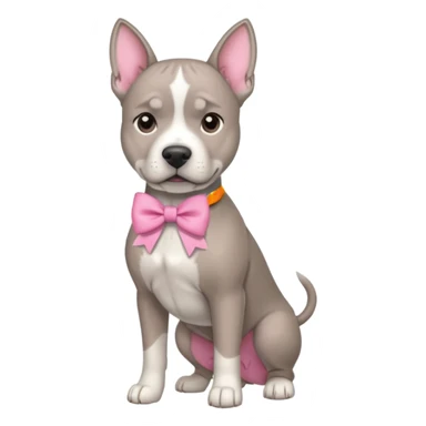 Grey amstaff with a pink bow sticker