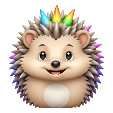 Hedgehog with cloud-like spikes and rainbow halo sticker