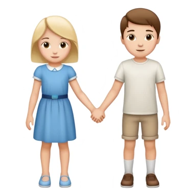 boy and girl holding hands, simple background sticker
