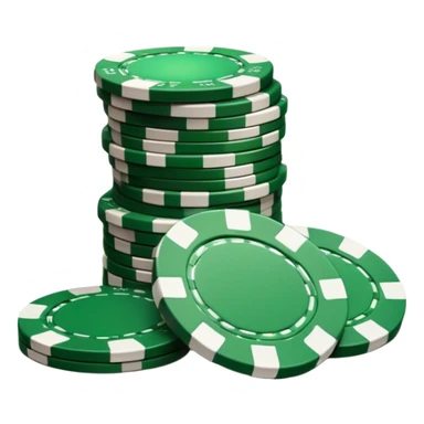 A photorealistic icon featuring playing cards and a stack of poker chips on a green felt table. Bright, detailed design with realistic textures and lighting. Transparent background, clearly symbolizing card games and strategy. sticker