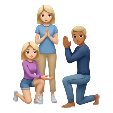 Girl on knees in front of standing man sticker