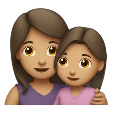 A girl hugs both her parents (light skin color, dark hair) sticker