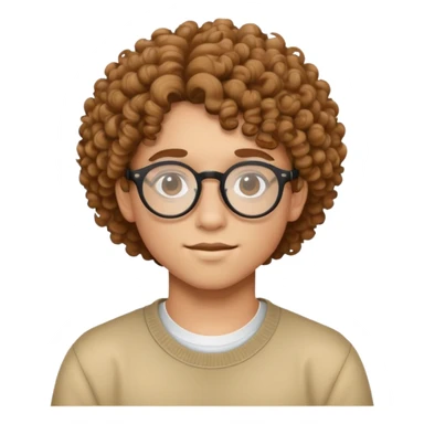 Short teenager wearing round glasses and has curly hair  sticker
