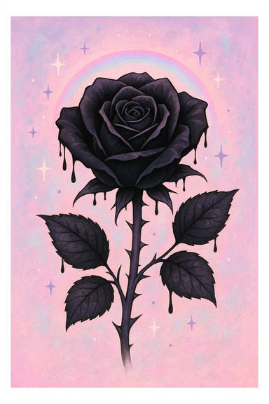 pastel goth black rose sticker