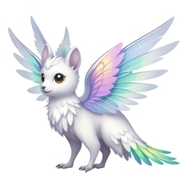  Iridescent white pale wings-ears, fairy-like-fakemon-creature  sticker