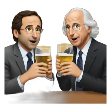 Larry David and Michael Scott drinking  sticker