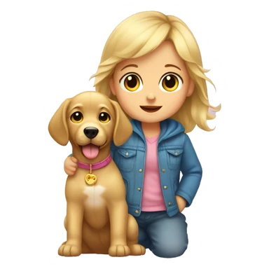 Baby girl with golden retreiver sticker