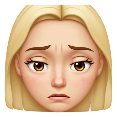 Female face looking upset and distraught, tears in eyes, frowning deeply sticker