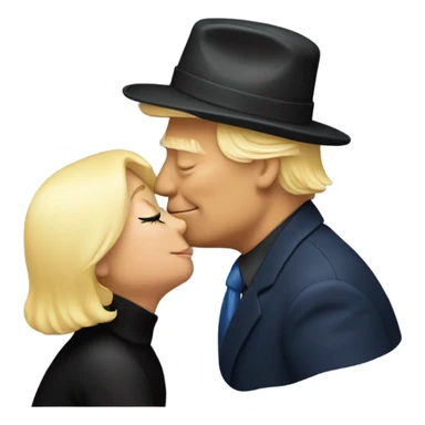 Photo realistic, Donald Trump, kissing and embracing black cat, sticker