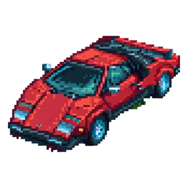 красная Lamborghini Countach, no background sticker