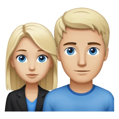 Tall Dark Brown hair blue eyed white guy standing next to a blonde haired blue eyed girl sticker