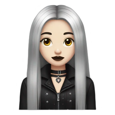Goth girl long hair middle part sticker