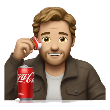 white man with brown hair editing a video and drinking a coke sticker