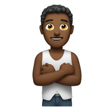 a man who shows a cross with his hands sticker