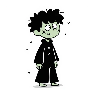 zombie boy with spiky emo hair and black shirt sticker