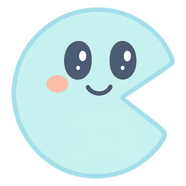 Pac-Man character, cute face, blushing cheeks sticker