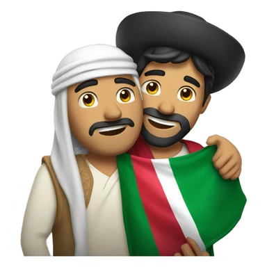 mexican man and saudi arabian man hugging sticker
