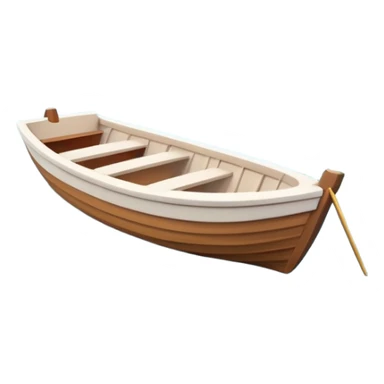 A 3D cartoon small boat floating on estuary water, with nearby reeds and horizon in view, bright lighting, photo frame with border, Memoji-style. sticker