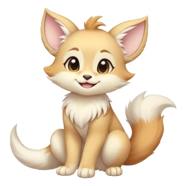 Kawaii bright fantasy ethereal anthro fursona animal with a tufted tail and round ears sticker