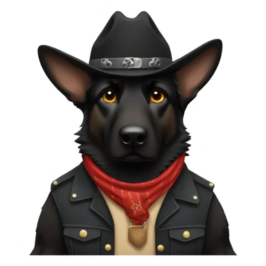 All black German shepherd cowboy  sticker