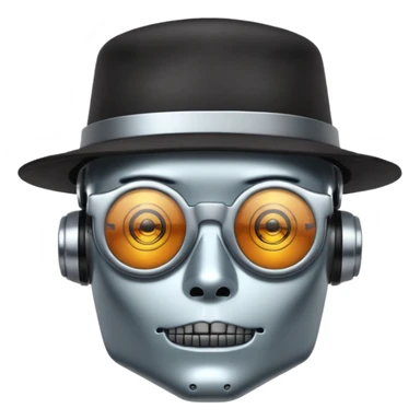 tattoed robot with hat and glasses sticker