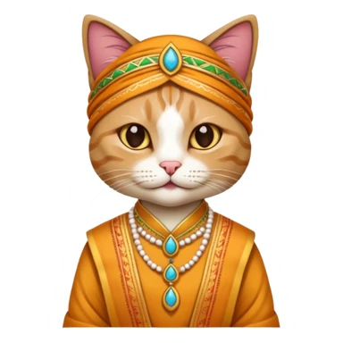 cat wearing indian clothes sticker