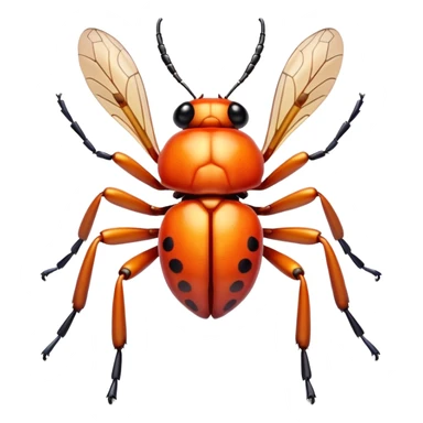 3D iPhone style emoji of a cute bug, colorful and detailed, six legs, shiny exoskeleton, isolated on white background, soft shadows, high detail, playful and cute. sticker