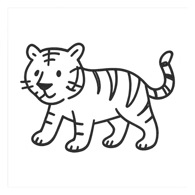 tiger black outline icon sticker