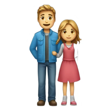 Un garcon et une fille avec un coeur au milieu sticker