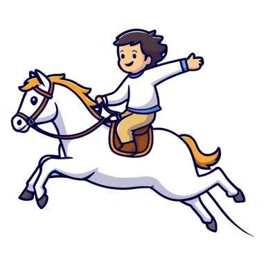 person riding a horse jumping over a dog sticker