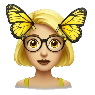 ig yellow angry woman emoji with black butterfly frame eyeglasses sticker