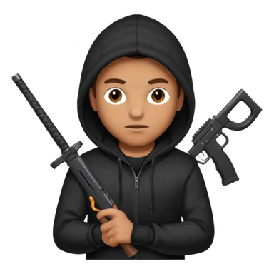 Hombre con capucha negra y arma sticker
