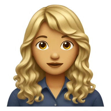 Girl with long wave hair and curtain bangs  sticker