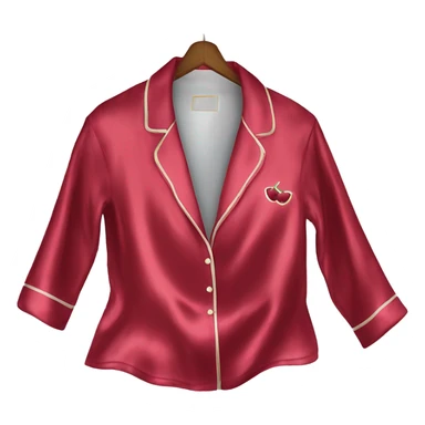 Luxury silk cherry-red pyjama on hanger sticker